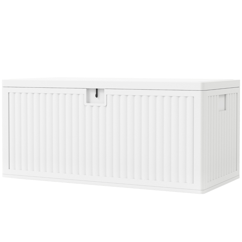 Outsunny Baule da Esterno da 515L in PE Impermeabile e Scanalato, 140x68x68 cm, Bianco