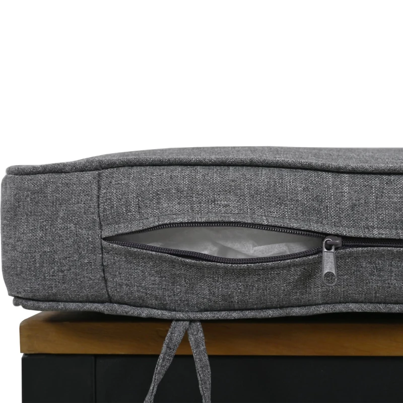 Space-Saving L-Shaped Sofa with Wooden Coffee Table, Stool Table Boxes, Outdoor Garden Lounge Set for 7-8 People, 115L x 60W x 78.5H cm, Grey