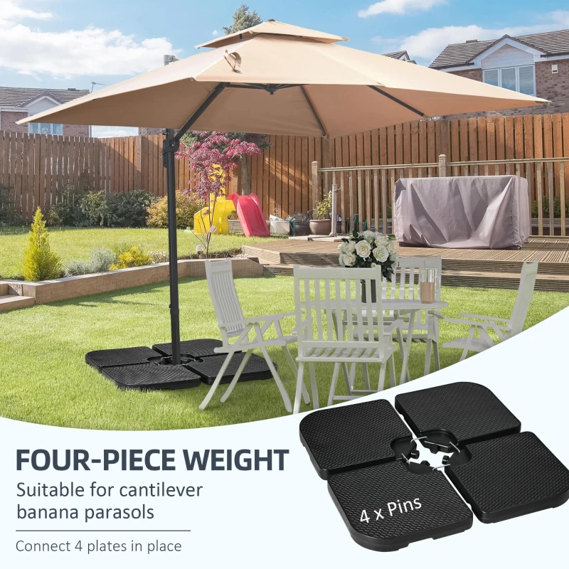 Outsunny Baza pentru Umbrela de Gradina, 100x100x8 cm, Negru