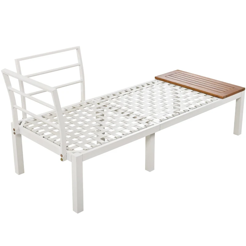 Elegant Outdoor Garden Lounge Set with Wooden Table, Thick Cushions, L-Shaped Corner Sofa for 4 People, 145L x 60W x 80H cm, Beige