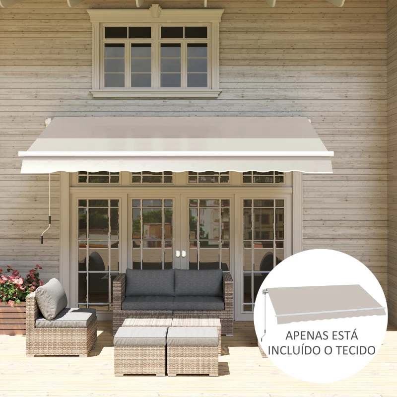 Outsunny Tecido de Substituição para Toldo 2,8x2,5 m Tecido de Reposição com Proteção UV 50+ Impermeável  Creme