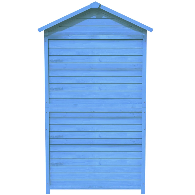 Outdoor Wooden Storage Shed with Ventilation Slots, Weatherproof Roof, Fir Wood Tool House for Garden, Backyard, 90L x 56.5W x 175.5H cm, Blue