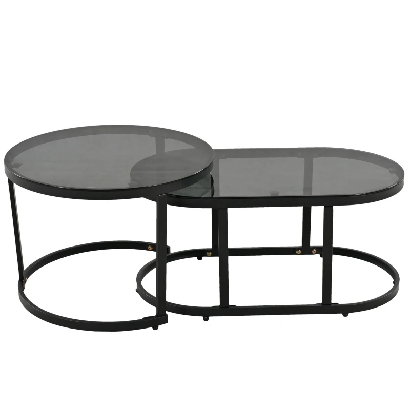 Space-Saving Outdoor Garden Lounge Set with Glass Coffee Table, Adjustable Foot Pads, Versatile Sofa Set for Patio, Porch, Backyard, Grey