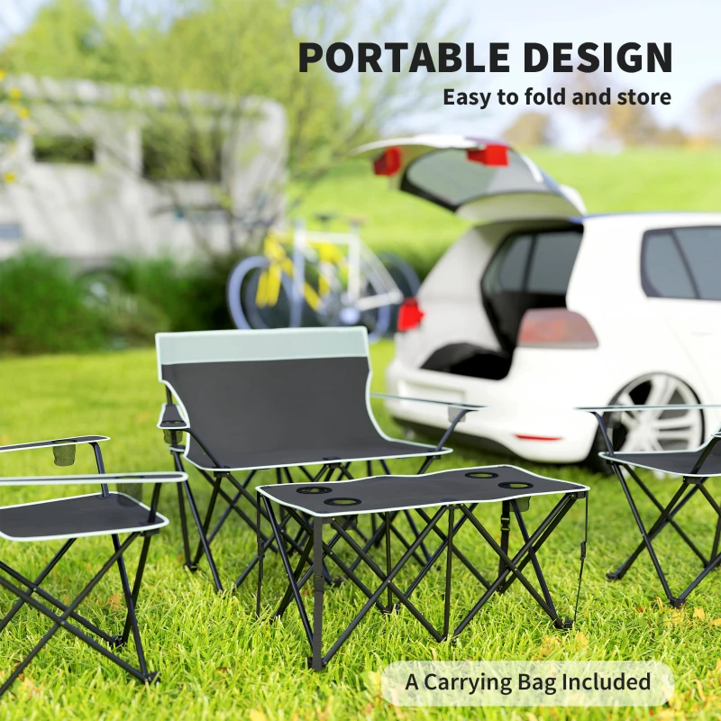 Outsunny Four-Piece Portable Picnic Table Set - Grey