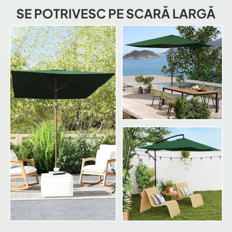 Outsunny Copertină de Rezervă pentru Umbrelă cu Ventilație în Partea Superioară, 300x200 cm, Verde