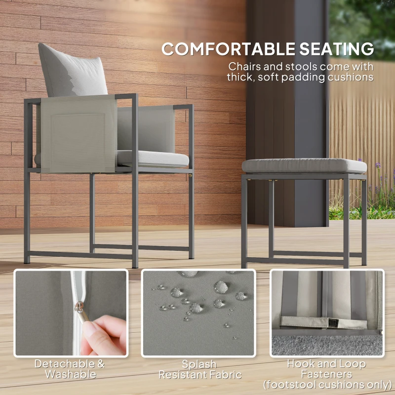 Outsunny Set Mobilier de Grădină din 9 Piese cu Masă, 4 Fotolii și 4 Scaune, 110x110x75 cm, Gri