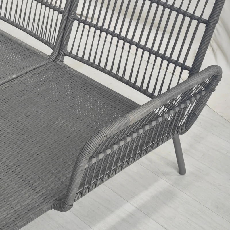 Outsunny Set Mobilier de Grădină din 3 Piese cu Canapea, Şezlong cu Perne şi Măsuţă, 125x77x82 cm, Gri Deschis(m-9)