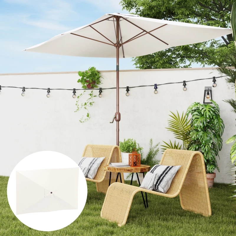 Outsunny Toldo de Substituição para Chapéu de Sol de 3x2 m Toldo de Reposição para Chapéu de Sol com Ventilação Superior Proteção UV 50+ Bege