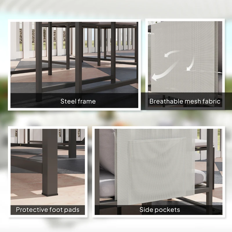 Outsunny Set Mobilier de Grădină din 9 Piese cu Masă, 4 Fotolii și 4 Scaune, 110x110x75 cm, Gri