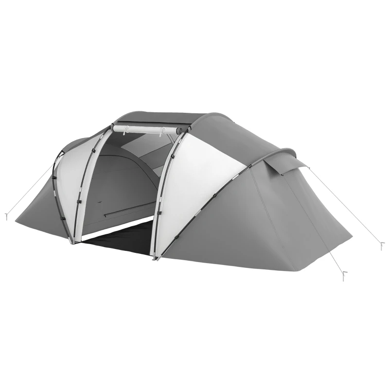 Outsunny 4-6 Man UV Protection Camping Tent - Charcoal Grey and White