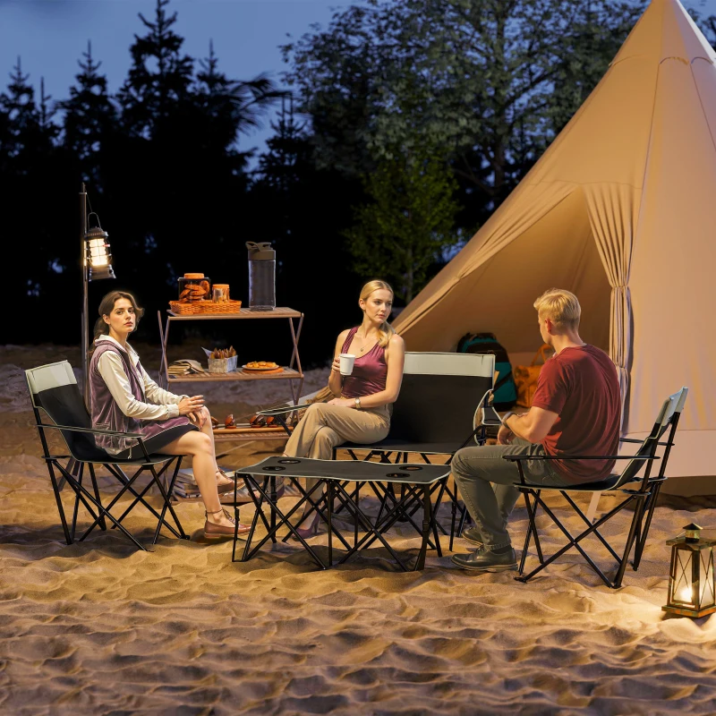 Outsunny Four-Piece Portable Picnic Table Set - Grey