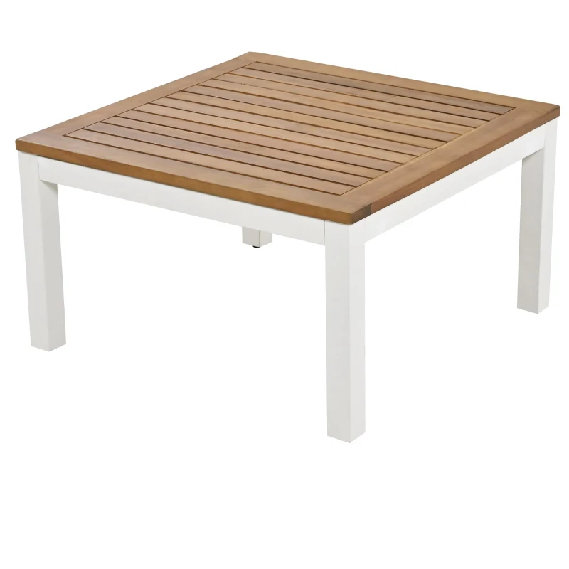 Elegant Outdoor Garden Lounge Set with Wooden Table, Thick Cushions, L-Shaped Corner Sofa for 4 People, 145L x 60W x 80H cm, Beige