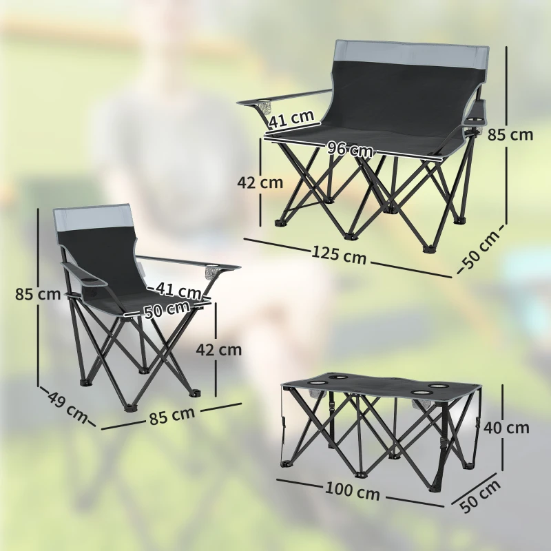 Outsunny Four-Piece Portable Picnic Table Set - Grey