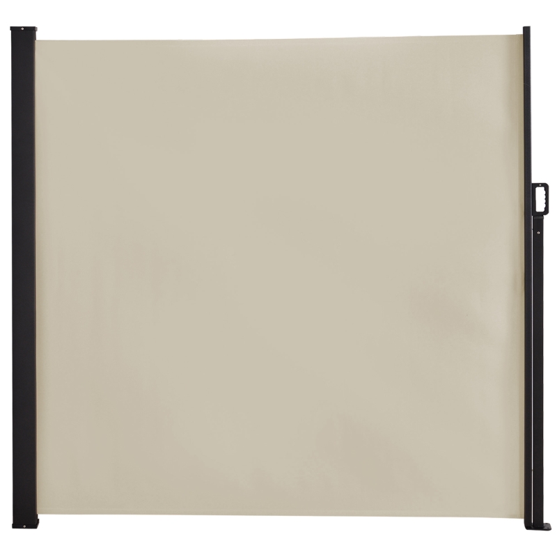 Outsunny Toldo Lateral Retráctil 350x180 cm Pantalla Enrollable Mampara de Privacidad y Protección Solar Beige