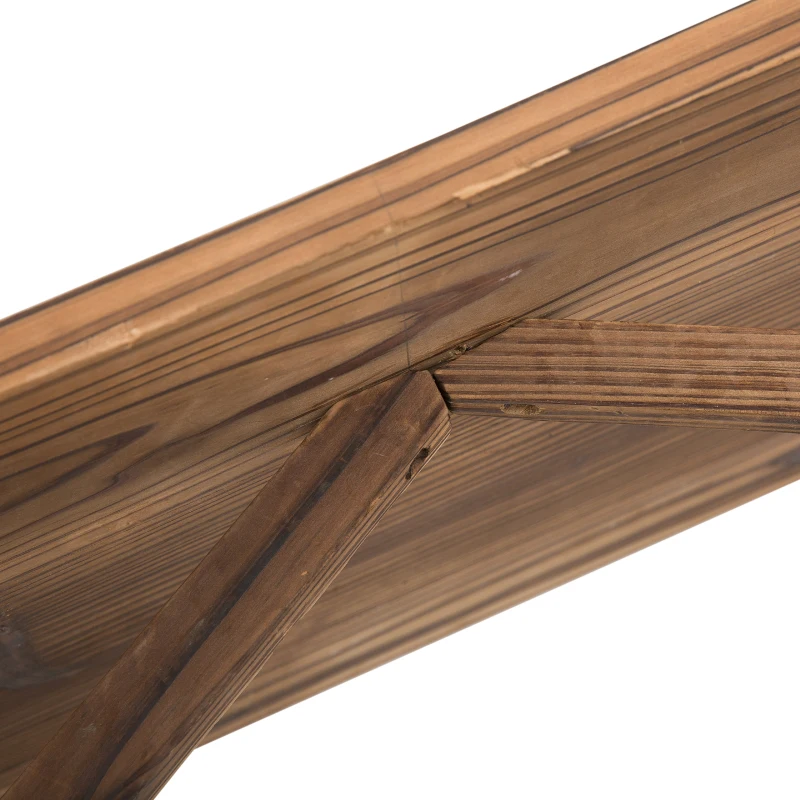 Outsunny Tuinbank bank tuinmeubelen armleuning wagen wielen design massief hout bruin