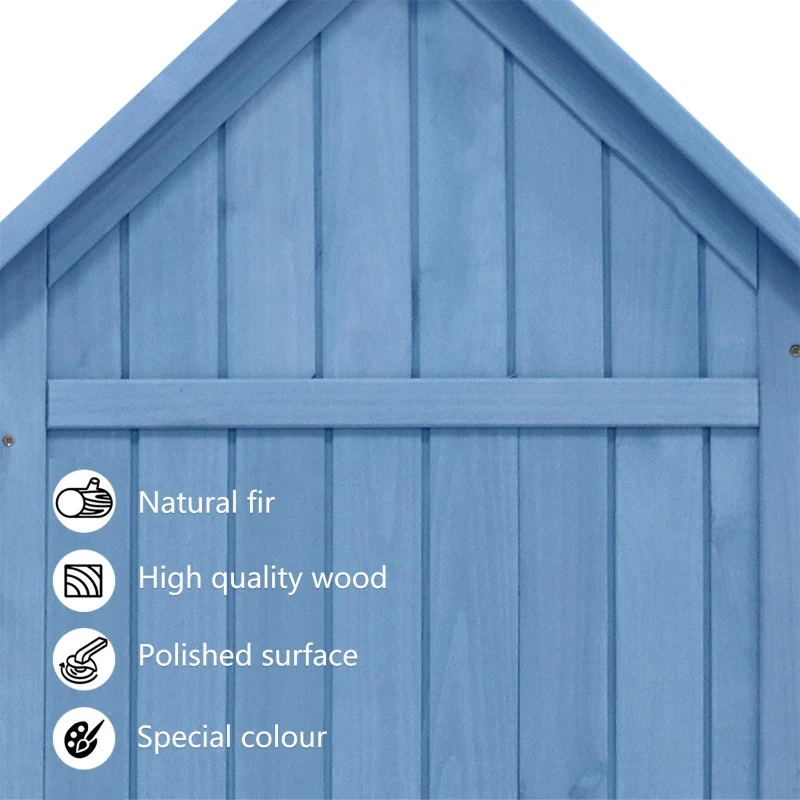 Weatherproof Wooden Tool Shed with PVC Roof, Shelves and Compartment, Tool Cabinet for Garden, Patio, Balcony, 118L x 54W x 173H cm, Blue