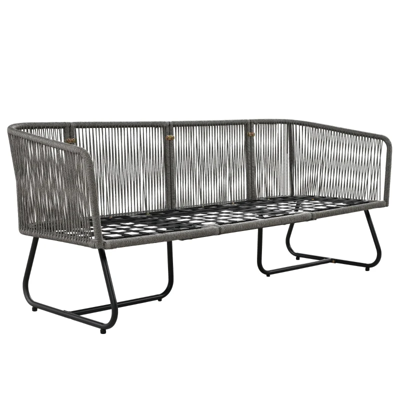 Space-Saving Outdoor Garden Lounge Set with Glass Coffee Table, Adjustable Foot Pads, Versatile Sofa Set for Patio, Porch, Backyard, Grey