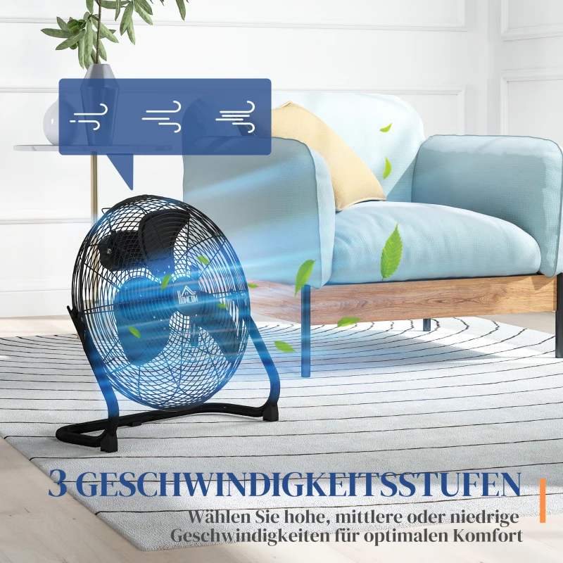 HOMCOM Wentylator stołowy Elektryczny wentylator z 4 stopniami prędkości, regulowany kąt do 120° Czarny