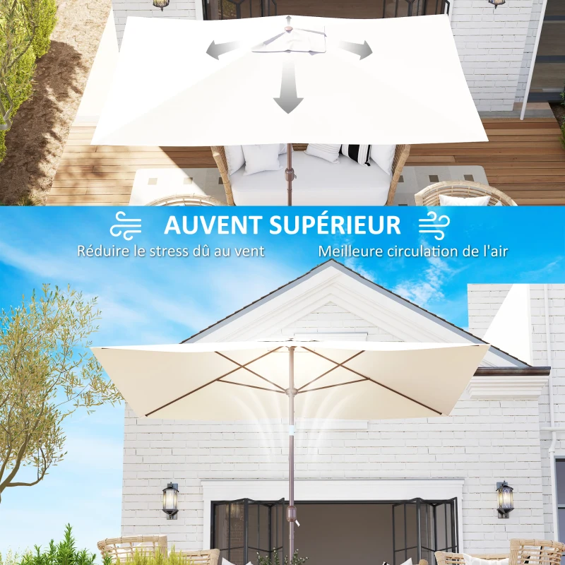 Outsunny Auvent de remplacement pour parasol de 6 baleines, toile de rechange pour parasol UPF 50+ 3 x 2 m, beige