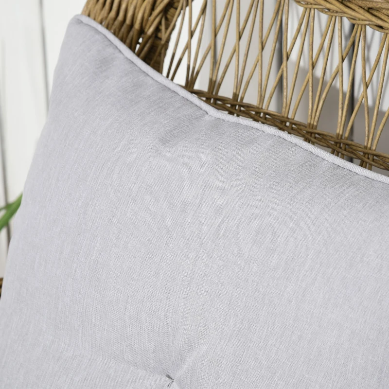 Outsunny Sedia a Dondolo in Stile Boho, Rattan PE, Sedia a Dondolo in Rattan, Coperture per Cuscini Lavabili, Naturale + Grigio Chiaro