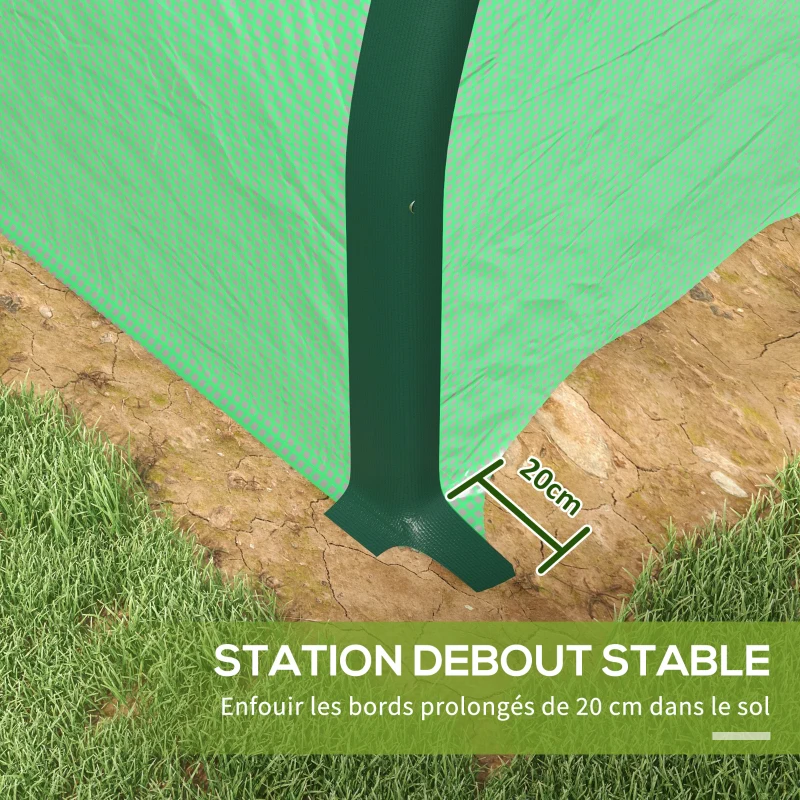 Outsunny Serra da Giardino Tunnel Serre Tunnel 18 M² 8 Finestre 2 Porte a Battente Telaio in Ferro Zincato Verde