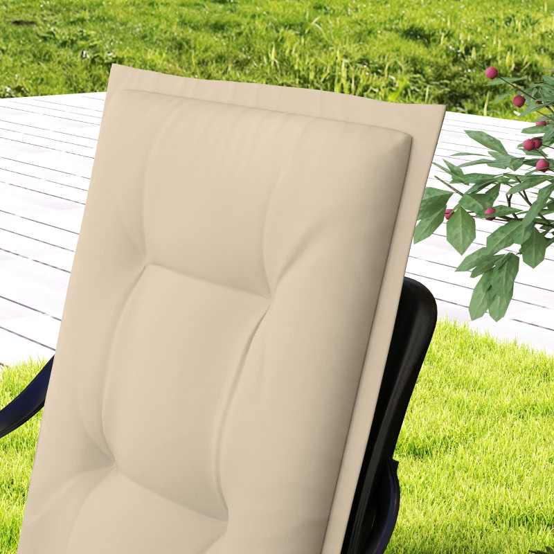 Outsunny Ensemble de 4 Coussins de siège 108 x 50 x 5 cm Coussin de chaise avec Sangles, Coussin de siège Intérieur Extérieur Beige