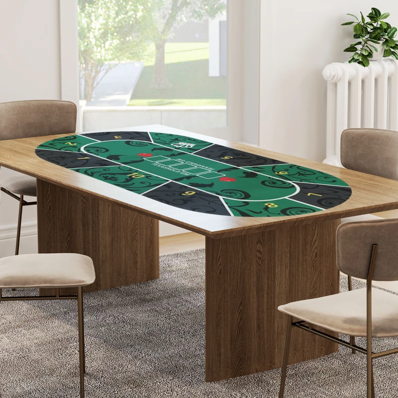 SPORTNOW Tappetino per Tavolo da Poker fino a 10 Giocatori, Borsa per il Trasporto Inclusa, 180 x 90 x 0,5 cm, Verde e Nero