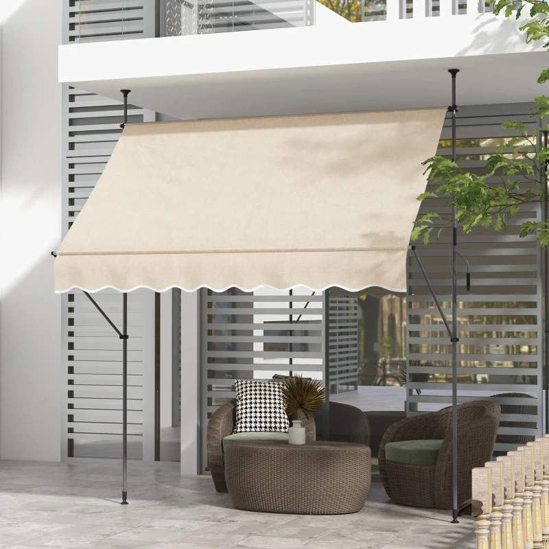 Outsunny Toldo autoportante manual retráctil 2,5x1,2x2,1-3 m inclinación ajustable metal aluminio poliéster arena