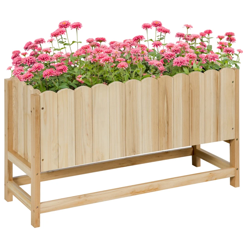 Outsunny Jardinière d'Extérieur Verticale en Bois avec Trou de Drainage et Revêtement Interne, 86x30x50 cm
