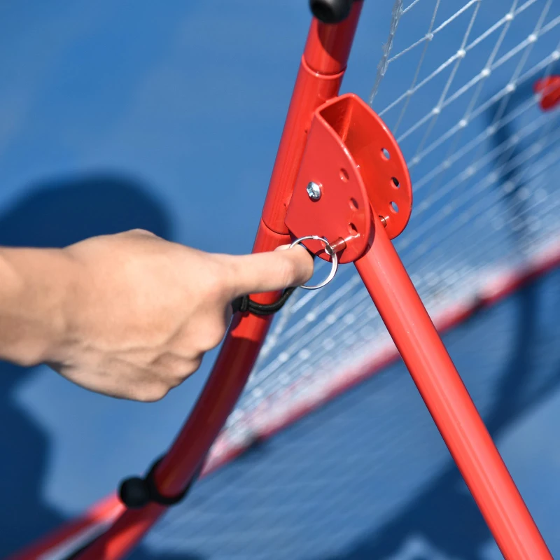 HOMCOM Fußball-Rebound-Netz, Fußball-Rebounder, verstellbare Winkel, Befestigungszubehör inklusive, Rot, Weiß