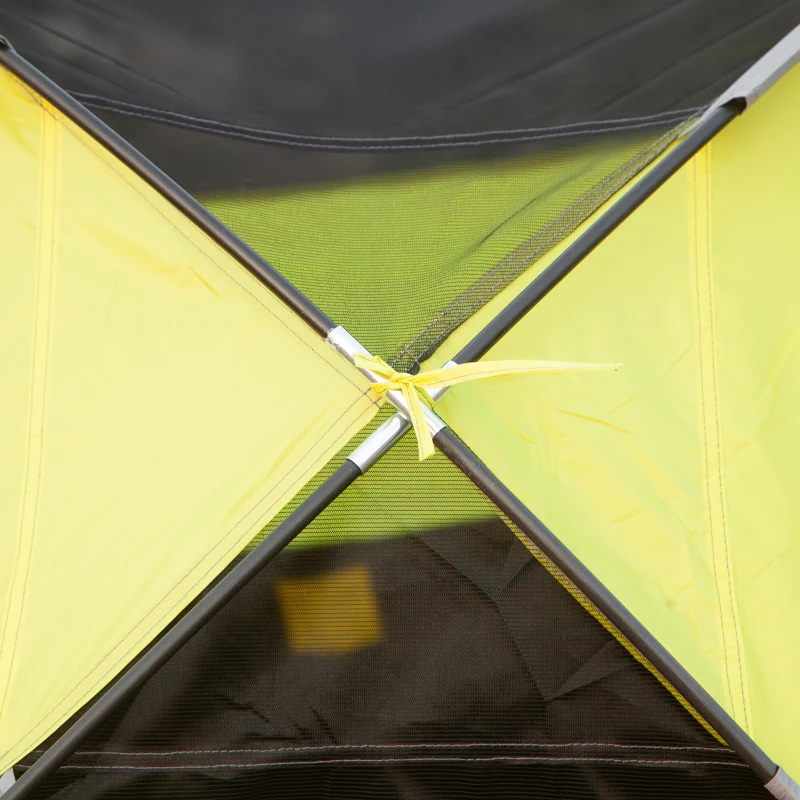 Outsunny Tente de Camping 3 Places en Dôme, Imperméable et Anti-UV, 300x300x180 cm, Jaune et Gris