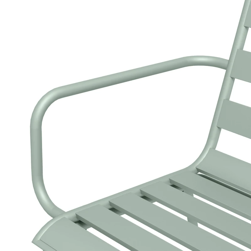 Outsunny Salon de jardin insieme da pranzo da giardino 5 pezzi con 1 tavolo e 4 sedie impilabili in acciaio verde