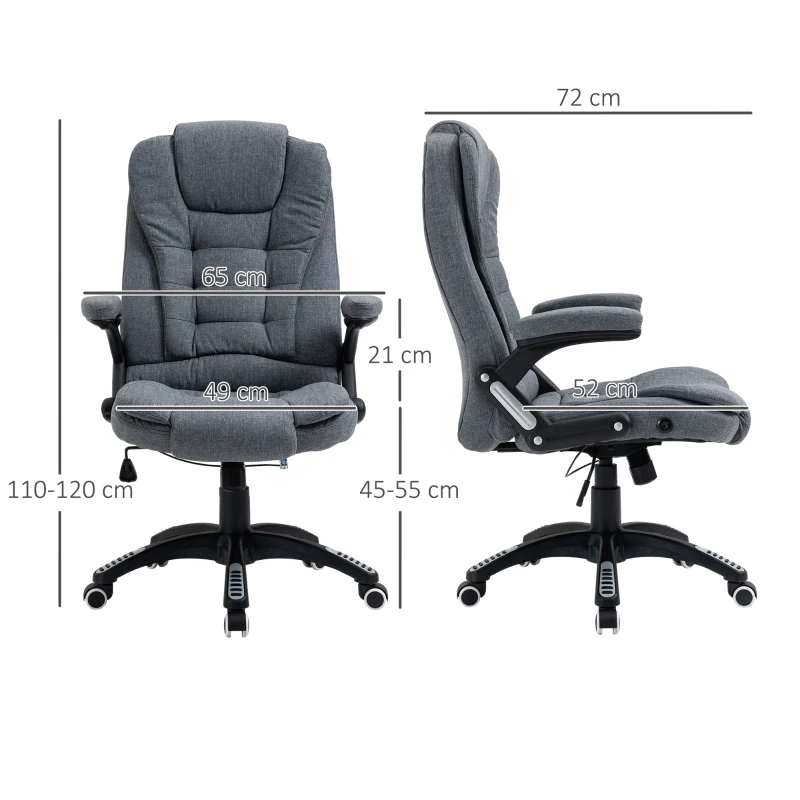 Vinsetto Silla de Oficina Silla de Ordenador Ergonómica Respaldo Inclinable Asiento Giratorio Altura Ajustable Apoyabrazos Acolchado