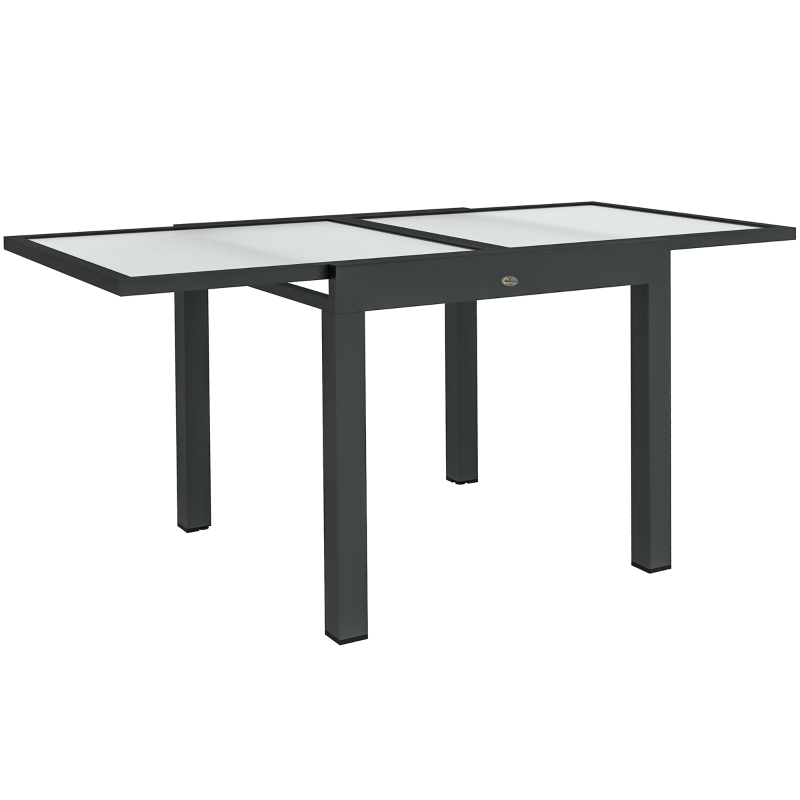Outsunny Mesa Extensible de Jardín Grande desplegadas 160x80x75 cm Aluminio Tablero de Vidrio Templado transparente