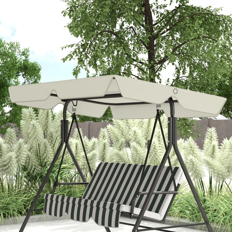 Outsunny Ersatzdach für 3-Sitzer-Schaukel Wasserdicht aus Oxford-Stoff Cremeweiß, 210x145 cm