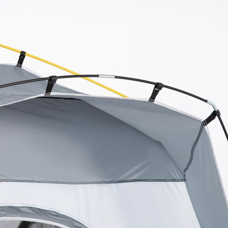 Outsunny Tenda da Campeggio Familiare 4 Persone, Tenda Tonda Impermeabile Leggera, Ventilata Facile da Montare Pop-Up, 4 Finestre, Parasole, 2,4L x 2,4l x 1,99H m, Bianco e Grigio
