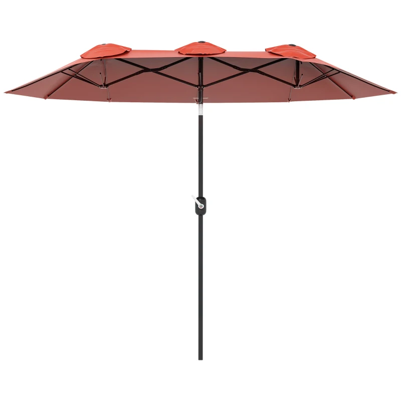 Outsunny Parasol de Jardin Double Inclinable avec Ouverture à Manivelle, 295x152x222cm, Rouge