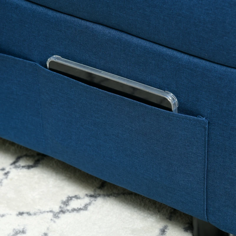 HOMCOM Sofá cama convertible 1 plaza sillón cama con respaldo ajustable asiento acolchado y almohada Azul