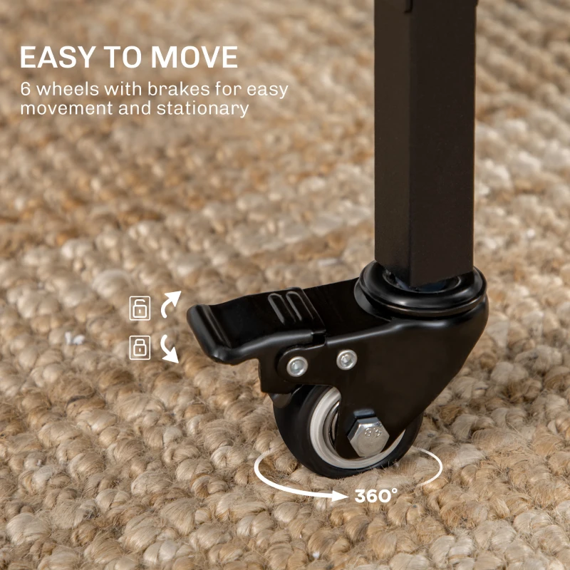 HOMCOM Masă Pliabilă pentru Bucătărie și Sufragerie cu 6 Roți și Raft, Masă de Dining Pliabilă, 80x30x74 cm, Maro Rustic