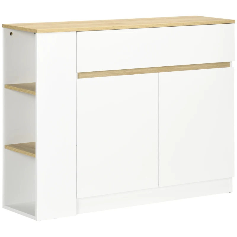 HOMCOM Buffet Mobile da Stoccaggio con 2 Cassetti 3 Mensole Aperte e Mobile con 2 Ante, 110 x 29,5 x 82 cm, Bianco