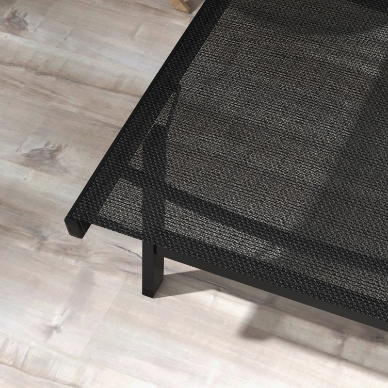 Outsunny Lote de 2 tumbonas de aluminio y textileno con ruedas, respaldo reclinable carga máx. 150 kg Negro