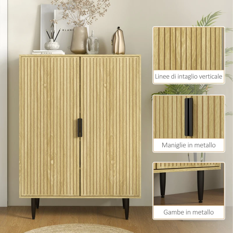 HOMCOM Scarpiera Salvaspazio per 15 Paia di Scarpe con 4 Ripiani Regolabili, 80x38x110cm, Rovere