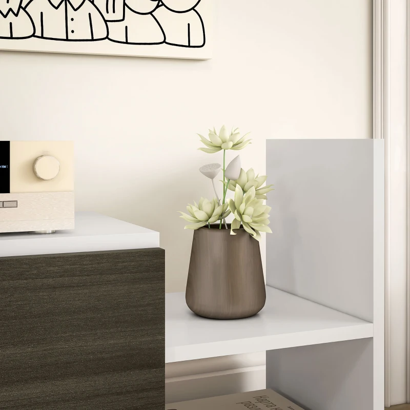 HOMCOM Mueble de TV con Estante de Pared Estantes Abiertos y Armario de Madera Blanco y Negro