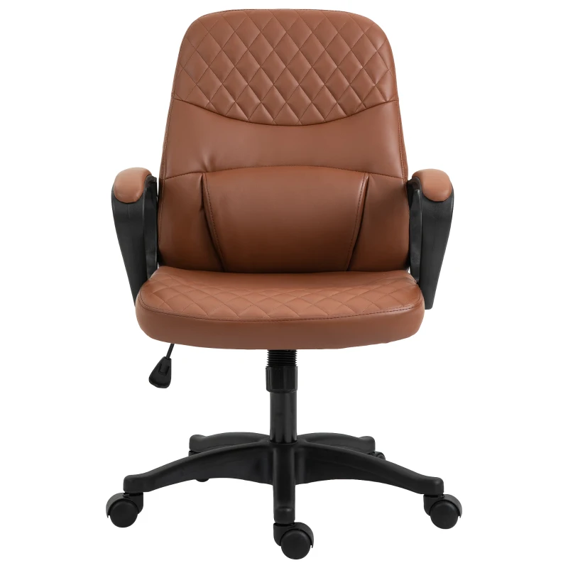 Vinsetto Silla de Oficina con Masaje Lumbar y Puerto USB Sillón de Oficina en Cuero Sintético Marrón con Altura Ajustable
