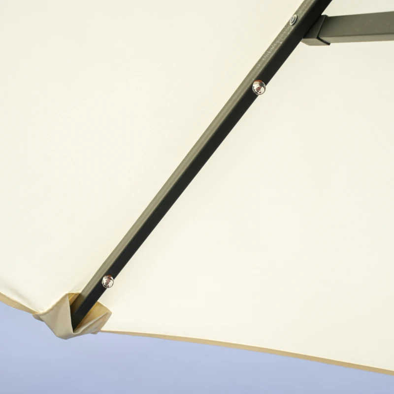 Outsunny Ombrellone Doppio, Ombrellone da Terrazza, Inclinabile, con Pannello Solare, 35 LED, Telaio in Acciaio, 2.92 x 1.50 x 2.18 m, Beige