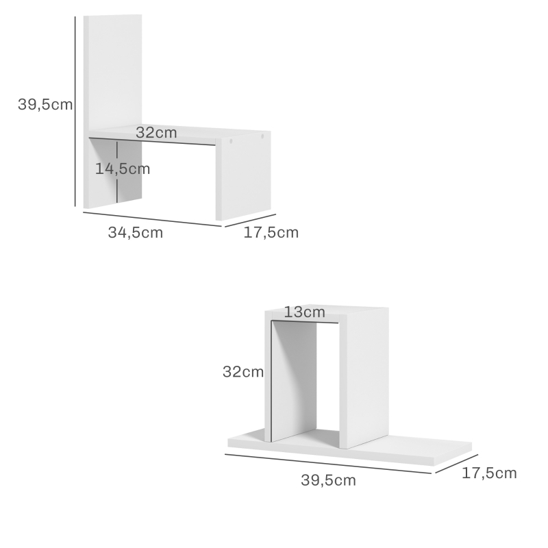 HOMCOM Estantería de escritorio modulable organizador de escritorio multifuncional 2 piezas MDF Blanco