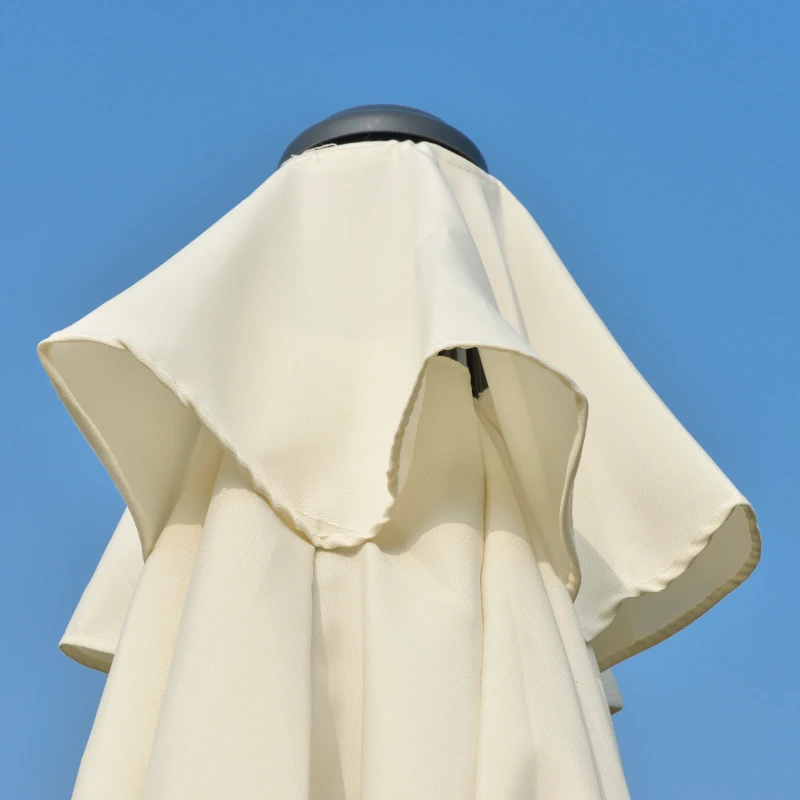 Outsunny Ombrellone Rettangolare da Giardino Inclinabile Rotondo Ø 2,5 m con 18 Stecche, Manovella, Asta in Metallo, Fibra di Vetro, Poliestere ad Alta Densità, Beige
