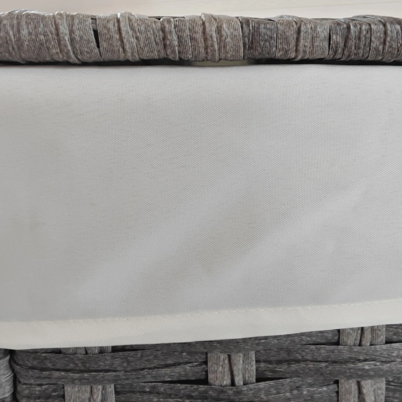 Outsunny Garten- und Hauskorb aus Rattan mit Innenfutter, 57x34x62cm, Grau