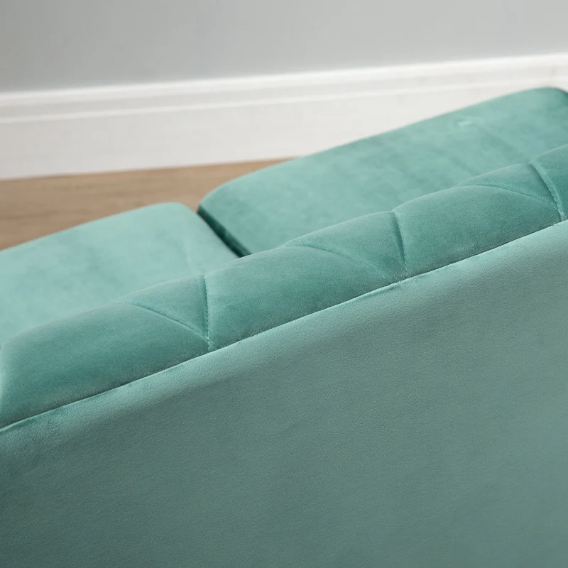 HOMCOM 2-Sitzer Sofa aus Holz und Samt Grün, Dicke Polsterung, Vintage Retro Design für 2 Personen, 148 x 72 x 76 cm