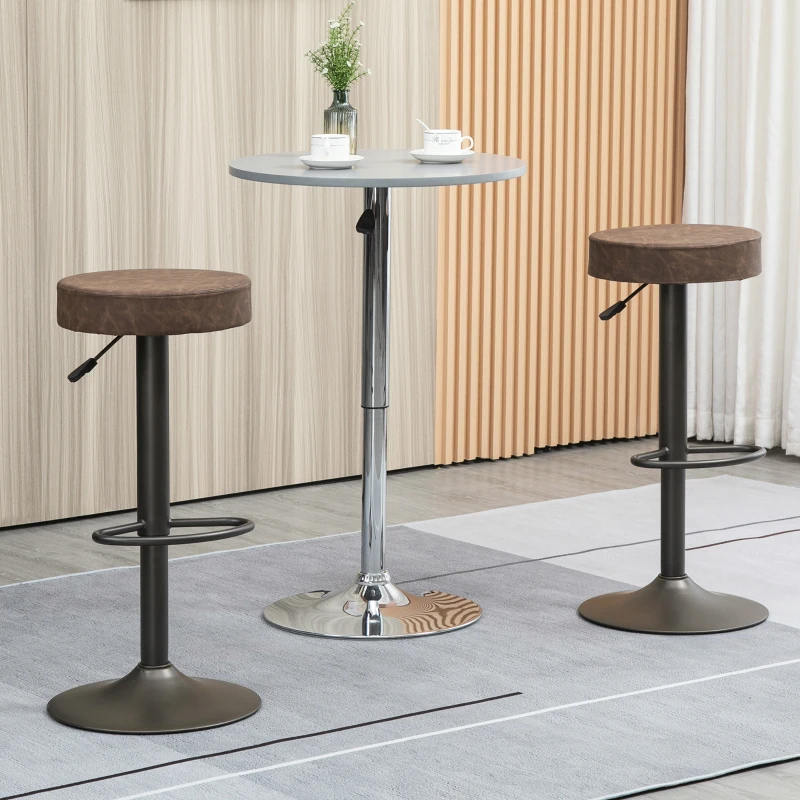 HOMCOM Set 2 Barhocker, drehbar mit Fußstütze und Höhenverstellung, 35x36x64-85cm, Braun
